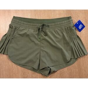 JoyLab High-Rise Pleated Lined Shorts 2.5" Womens XL  Waist Green Activewear